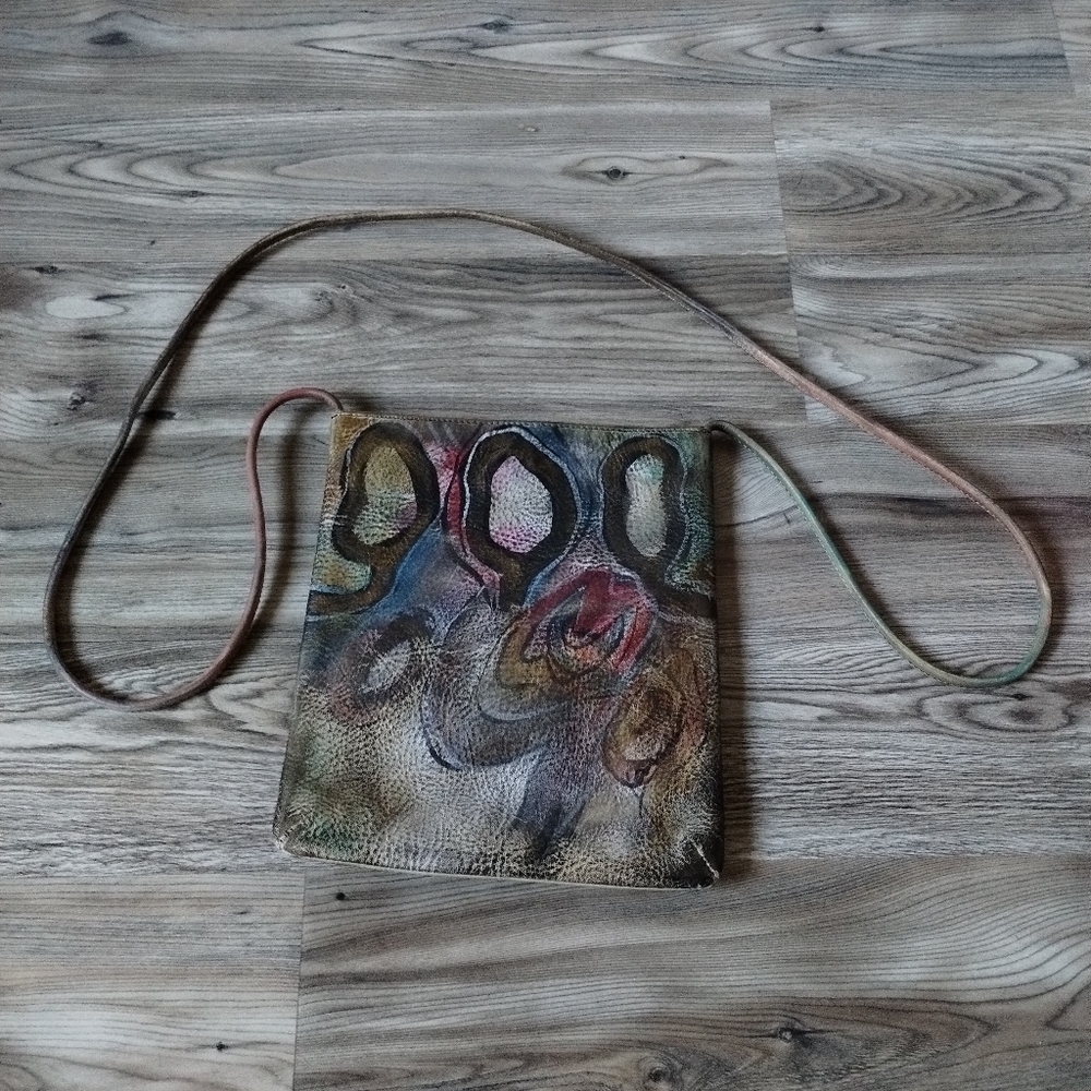 Jane Yoo Wearable Art Crossbody Bag Hand Painted Vintage